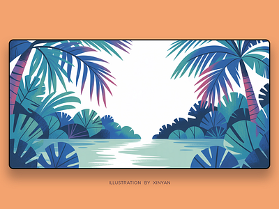 Tropical Rainforest Paradise Illustration adventure background calm environment forest graphic holiday illustration island landscape illustration mountain outdoor paradise peaceful summer travel tropical vector wallpaper web