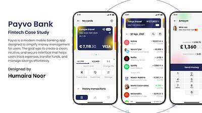 Payvo Bank (Fintech Case Study) bankapp digitalbanking figmadesign financeapp fintech mobileappdesign mobilebanking modernui uidesign uxdesign