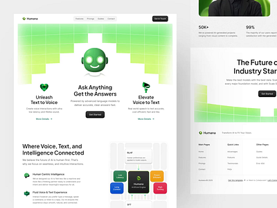 Humana - AI Voice and Intelligent Landing Page ai ai agent ai generator animate artificial intelligent automation b2b clean dipa inhouse landing page micro interaction minimalist modern design saas startup uiux voice over web design website