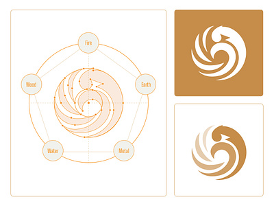 Eagle Logo & Five Elements 5 elements abstract logo animal logo bird logo brand identity branding creative branding eagle eagle logo five elements logo logo logo design logo designer metal wood water fire earth minimalist logo symbol technology visual identity visual philosophy