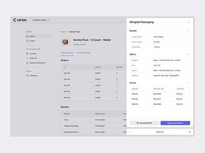 Quote detail desktop drawer illustration modal modal component modal design modal ui pricing quote side modal sidebar table ui design uidesign ux