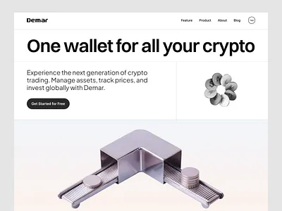 Demar crypto landing page assets blockchain coin crypto cryptocurrency cryptocurrency website finance landing page minimalist modern nft token trading ui ux web design web3 website