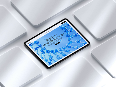 Molecule Animation | UI Molecule Design 3d 3d blender animation biology blue branding dna hero section ipad landing page loop animation mockup molecule molecule ui design