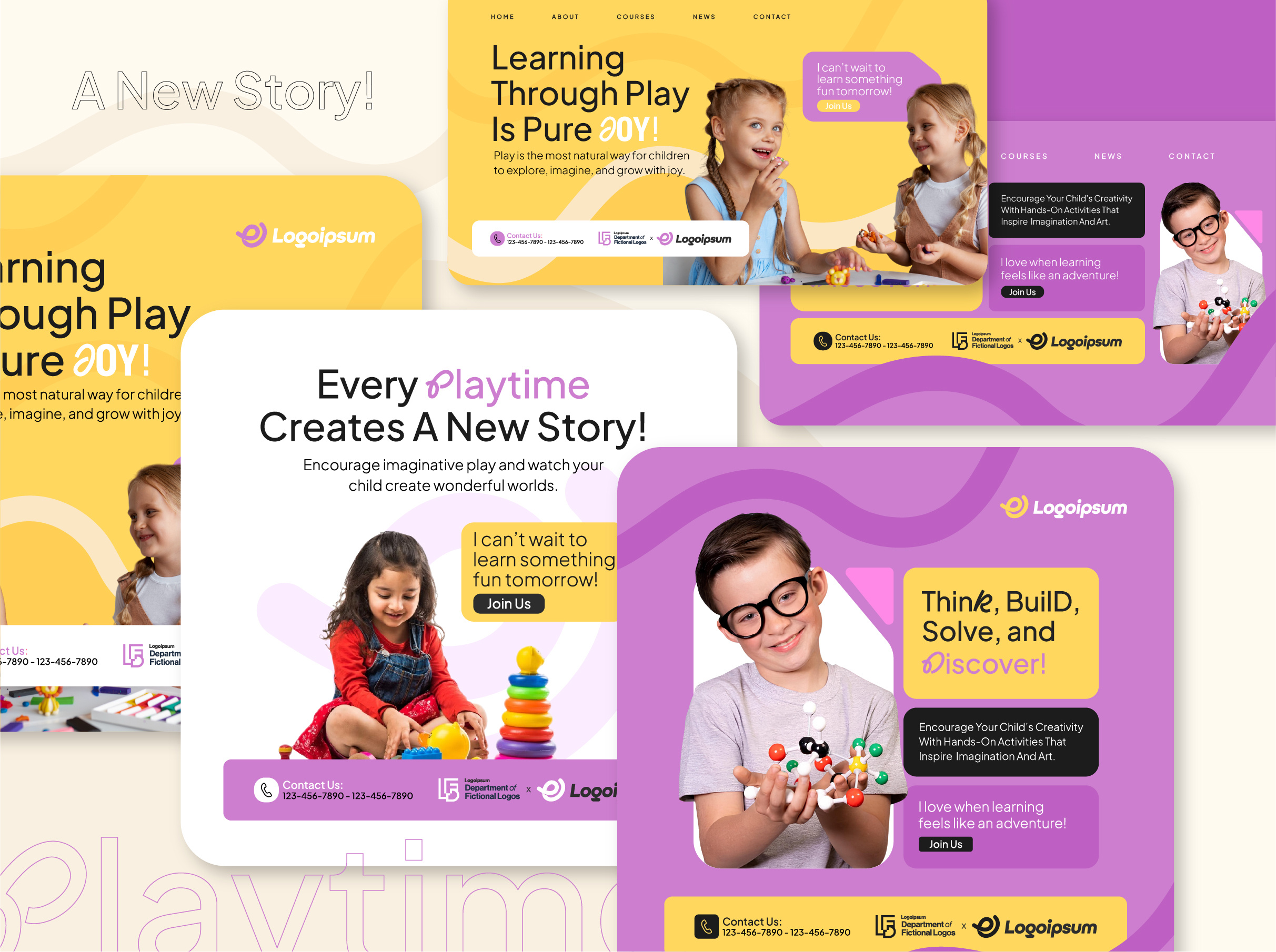 Creative Social Media Kit for Kids Learning Brand brand identity branding design campaign design creative direction creative studio digital branding education brand graphic design instagram stories learning through play minimal design modern layout playful design social kit social media design ui design visual storytelling website banner