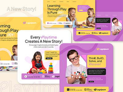Creative Social Media Kit for Kids Learning Brand brand identity branding design campaign design creative direction creative studio digital branding education brand graphic design instagram stories learning through play minimal design modern layout playful design social kit social media design ui design visual storytelling website banner