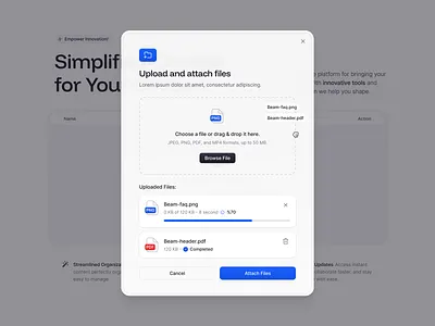 Upload Modal 💌 dashboard graphic design header landing landing page modal popup ui