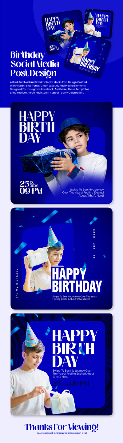 Birthday Social Media Posts Design birthday card celebration creative design graphic design happy post social social media