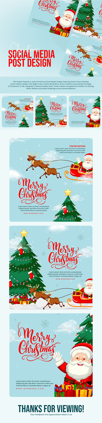 Christmas Social Media Post Design chirstmas creative design graphic design happy marketing merry post posts collection social media