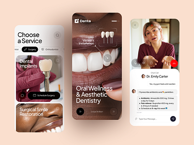 Dental Care App - Online Consultations aesthetic dentistry android app design consultation app dental app doctor app figma design health tech healthcare healthcare ui interface design ios medical app ui mobile app product design telemedicine ui design ux design wellness