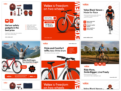 Valax - Cycle Brand Social Media Design bicycle bicycle brand parts bicycle parts e commerce design blue branding cycle cycle brand dribbble social media designer e commerce orange social media design social media manager social media marketing social media strategy top social media designers 2025 white