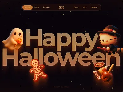 Halloween 3D Characters & Website Screens 3d characters 3d design 3d elements 3d illustrations graphic design graphics landing page one page design ui ui ux web design website