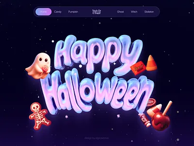 Halloween 3D Characters & Website Screens 3d elements design glass effect graphic design halloween halloween vibe illustrations landing page liquid glass one page design spooky ui ui ux design ux web design