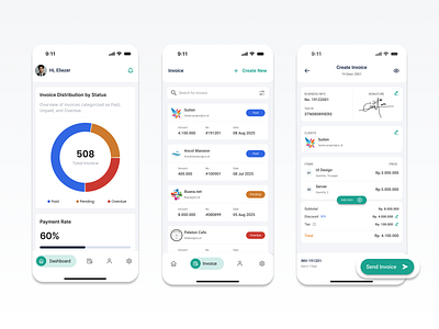 Invoice Dashboard — Mobile App UI card invoice card mobile dashboard dashboard app dashboard mobile invoice invoice app invoice dashboard invoice mobile app light mode mobile list payment mobile app mobile app ui payment details payment details design payment details mobile payment summary payment summary mobile