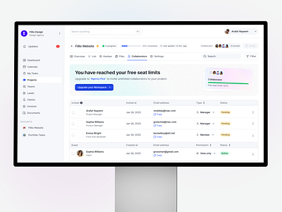 QuickSuite: Collaborators View agencymanagement allinoneplatform businesssoftware clientexperience crmsoftware dashboarddesign designportfolio digitalagencytool e signature freelancedashboard invoiceautomation kanbandesign productivityapp saasdesign servicebasedbusiness taskmanagement uiinspiration workflowsolution