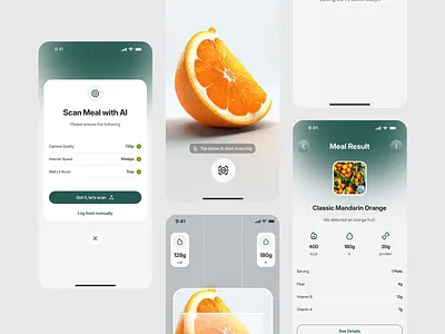 Food Scanner App Design ai food tracker app app design app interface app screen design app ui artificial intelligence food mobile mobile app mobile app design mobile ui modern app ui nutrients product design ui ux