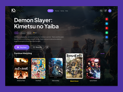 Anime Streaming Service - UI Concept