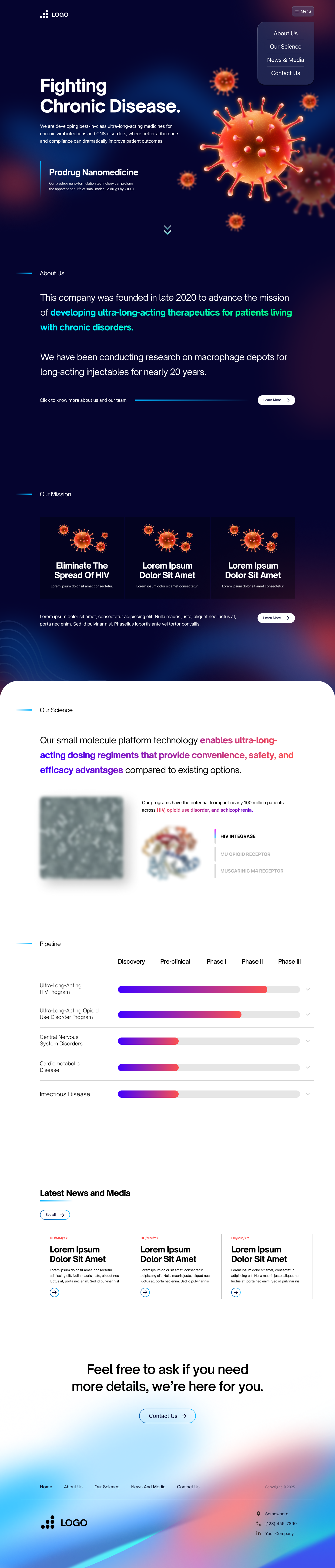 Nanomedicine Biotech Website UI/UX - Pixel Anatomy Studio design.