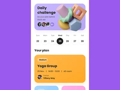 Wellness App Dashboard (Light Mode)