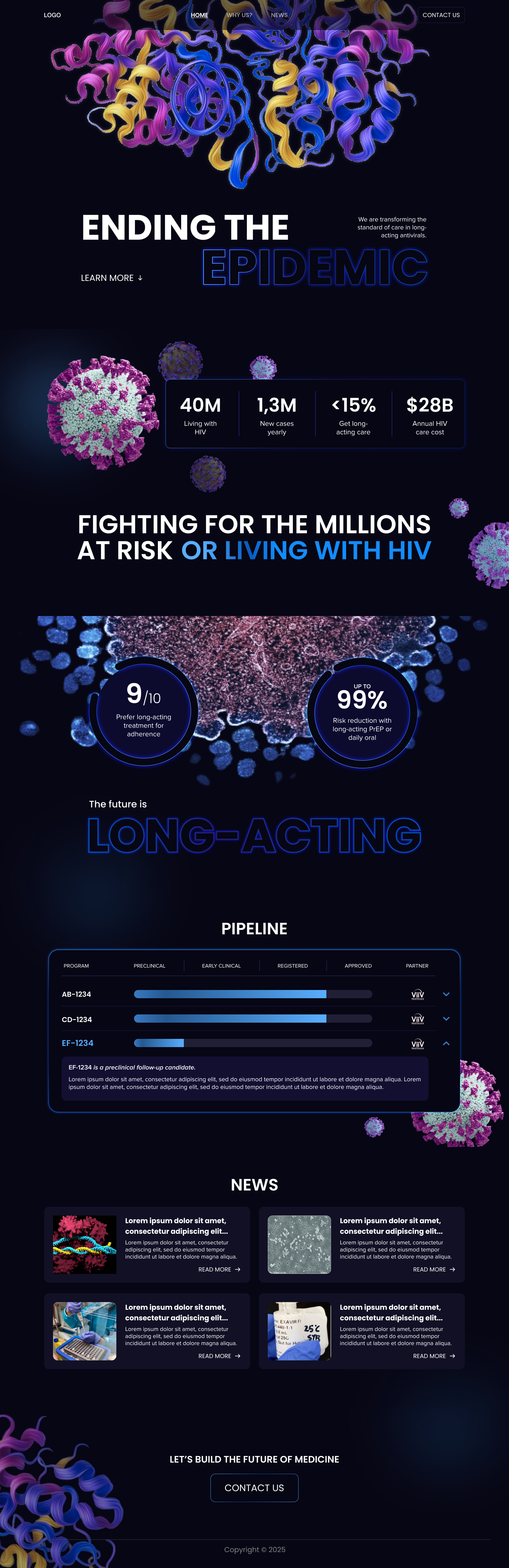 HIV Website Design for Biotech - Pixel Anatomy Studio darkmode