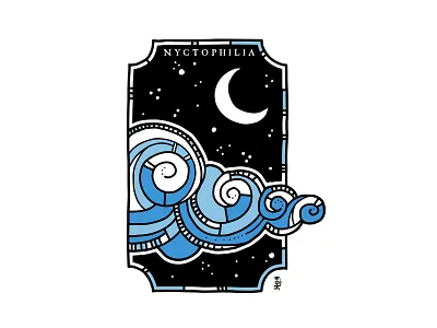 Nyctophilia - t-shirt illustration apparel clouds crescent hand drawn illustration moon night sky stars t shirt