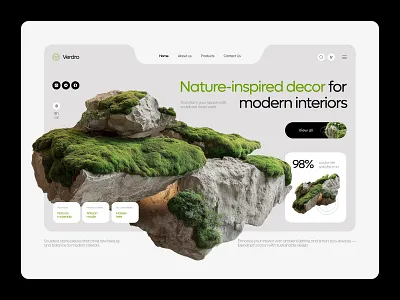 Verdro Nature decor Website branding decor design illustration interior landing logo nature ui ux vector web webdesign website