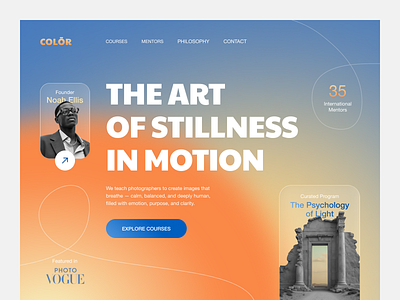 COLŌR – Photography Learning Platform colors creative design gradient photography ui uiux ux web web design website