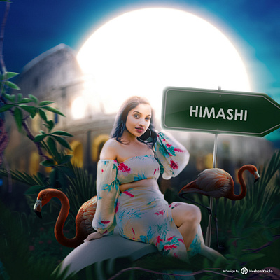 ''She and the Moon playing in the darkness.'' Himashi Silva branding graphic design