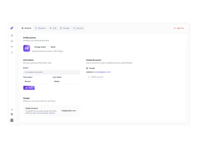 Clipido - Settings Page clipido cloud drive login minimal options preferences purple settings storage white