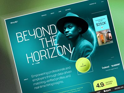 Beyond the Horizon – A Futuristic Hiring Experience b2b website career platform careers clean ui design hiring job finder job seeker experience jobs landing page modern saas design recruitment landing page saas design saas landing page saas web design saas website