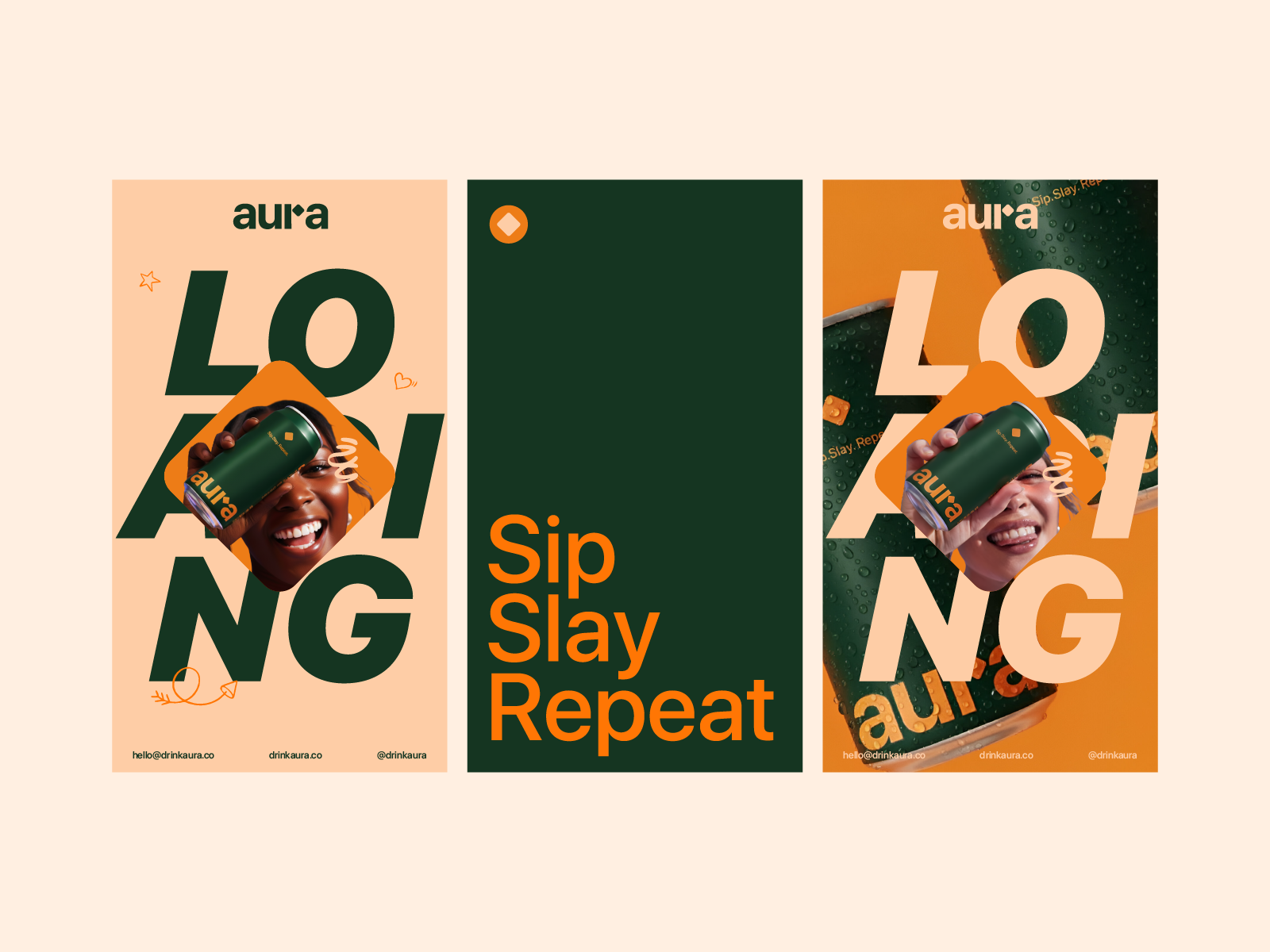 Aura - Brand visual identity system abstract logo ai logo automation logo bold logo drink logo fintech logo fun logo branding futurisitc logo gen z growth logo modern logo modular logo packaging power logo saas logo social media tech logo vibrant logo web logo wordmark