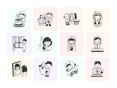 Daily Activities Doodles illustration print