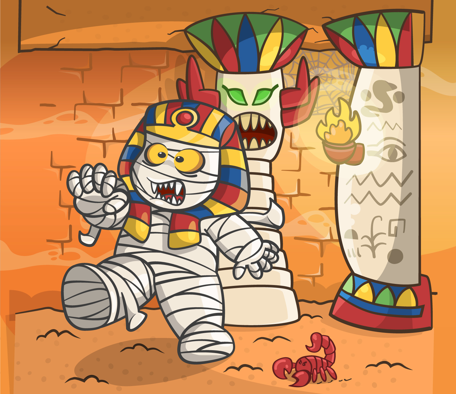 Vampire mummy character cartoon character cartoon illustration cartoon mummy cartoon style cartoonish character design child artwork egypt egyptian egyptian mummy halloween mascot design mummy mummy cartoon múmia nemes reimagined scorpion tomb vampire mummy