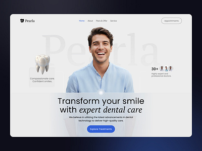 Pearla ✦ Modern Dental Wellness Website UI Design branding clean dental care dental clinic dental ui dental website design healthcare healthcare website landing page medical ui modern website oral health ui uiux web web design web design inspiration web ui web3