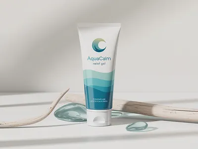 AquaCalm Relief Gel 3d animation branding graphic design logo motion graphics ui