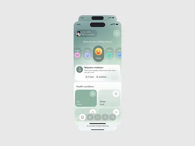Modern Wellness & Meditation App ai app app design app interface app ui health healthcare app meditation meditation app mobile app mobile application modern app ui modetn app design product design scan scanning tracking ui ux web design