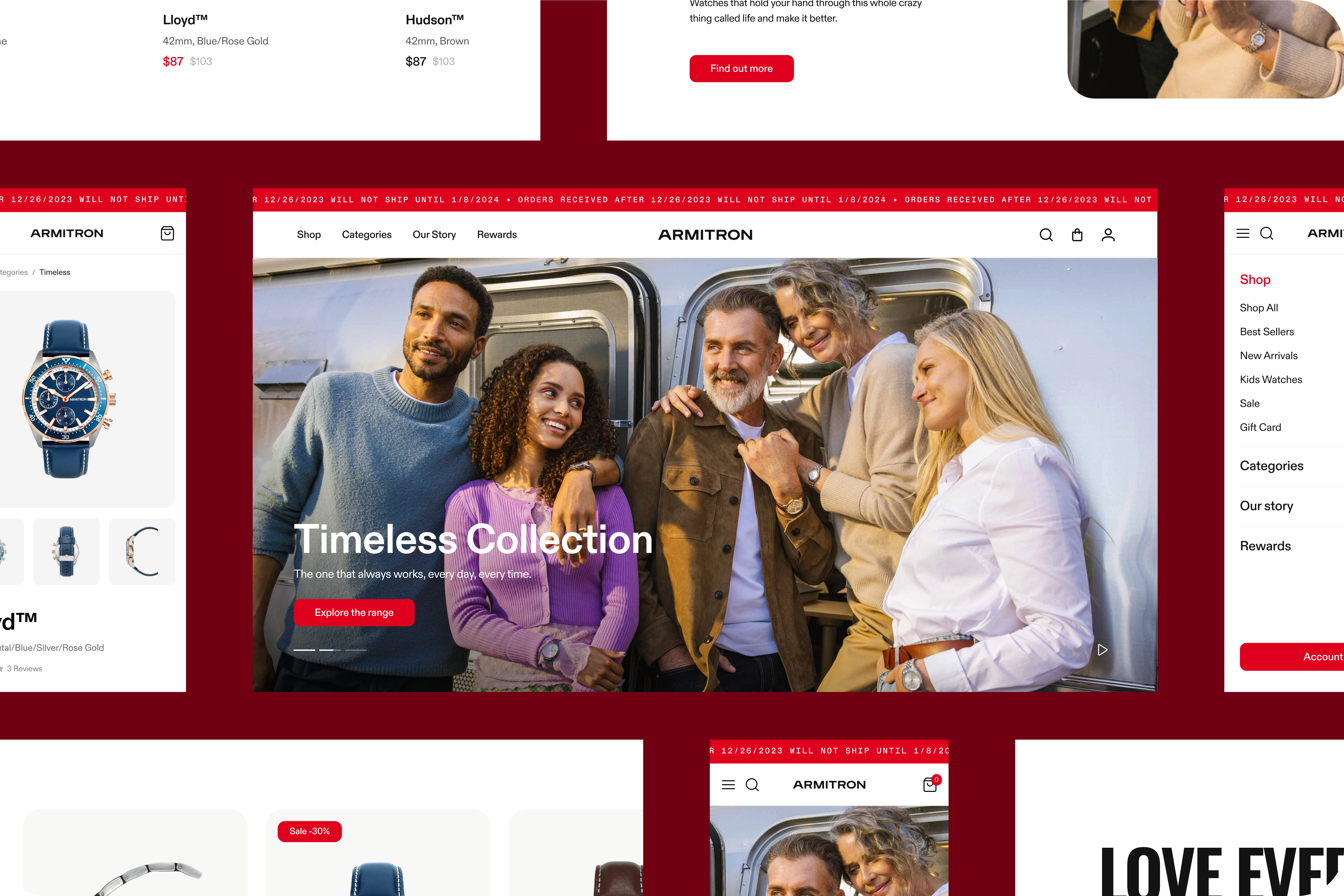 Armitron Shopify Redesign: +98% Organic Traffic Growth clean ui design process ecommerce app light mode luxury watches minimal design modern design online store premium design product design product page design typography ui design user experience user interface ux design watch ecommerce watch shop watch store web design