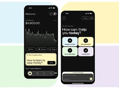 ⬆️Personal Finance Management App - AI Assistant 3d animation branding graphic design logo ui
