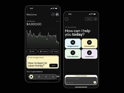 ⬆️Financial Dashboard & AI Budget Advisor branding finance app. logo ui