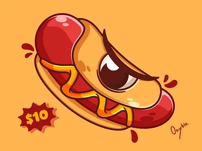 Angry Monster Hotdog! 🌭 angry cartoon cute expressive fast food food grilled hotdog illustration junk food ketchup and mustard sausage snack street food vector