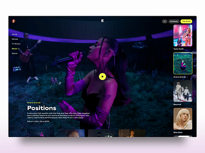 Entertainment App animation entertainment interactiondesign masterclass minimal movie music netflix scroll spotify streaming app tv app ui web application