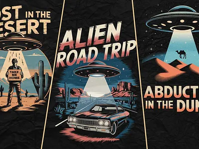Vintage Sci-Fi Road Trip - Custom Merchandise Illustration concept art