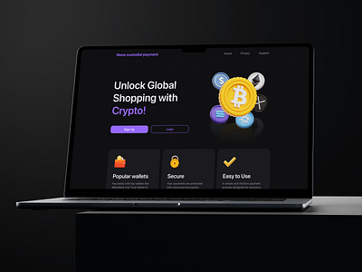 Payment Landing - Gateway UI app bitcoin blockchain coin crypto cryptocurrency dark theme design ether finance gateway landing mobile ui responsive site site ui ui ux wallet website