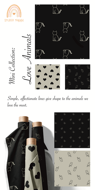 Mini Collection: Love Animals Patterns - Fabric animals cat children fabric graphic design illustration kids partnet print