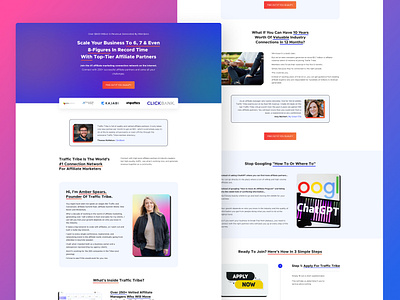 Landing page. Affiliate program product "Traffic Tribe". branding design graphic design home page illustration interface landing page ui web webdesign