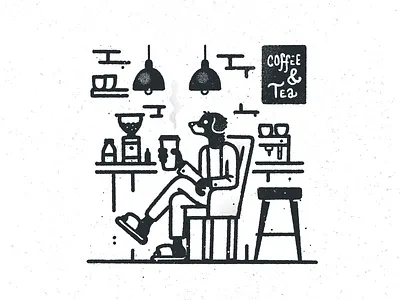 Coffee Dog animal cafe coffee coffee shop dog espresso hand drawn illustration latte pet procreate puppy tea