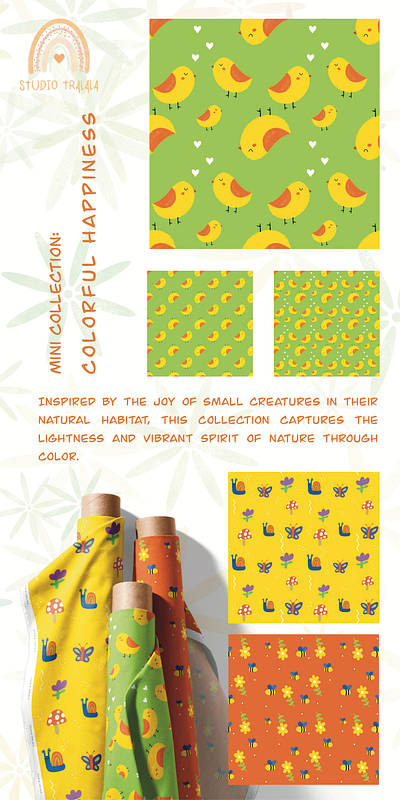 Mini Collection: Colorful Happiness Patterns - Fabric animals children fabric graphic design illustration kids partner