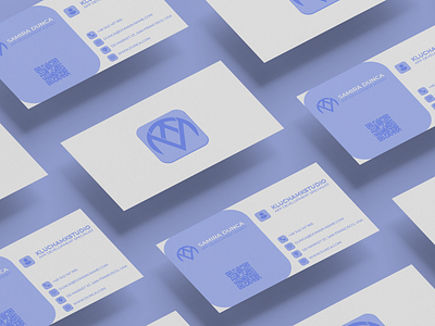 Minimalist Blue Business Card Template — Modern App Developer app developer card blue business card clean layout corporate identity digital design futuristic business card minimalist business card modern business card professional branding qr code card simple card design tech specialist design ui inspired card