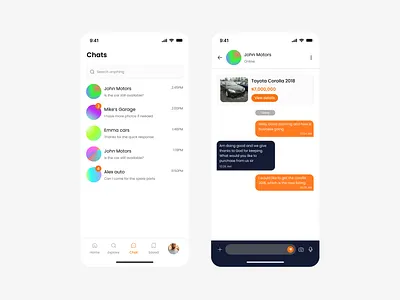 Chats Link Screens 2 bike cars chat chat ui clean app clean design clean ui mobile app mobile ui product design product ui screen screen ui send transportation ui design vehicles