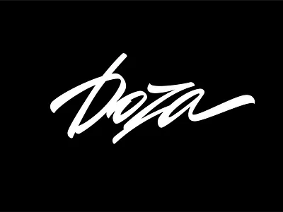 Logo options for the DOZA brand – vape manufacturer. NY, USA. brush calligraphy dose lettring logo type