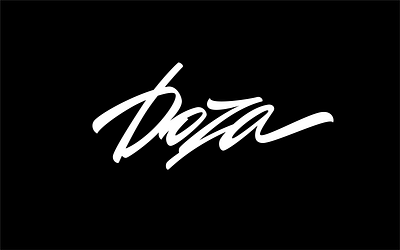 Logo options for the DOZA brand – vape manufacturer. NY, USA. brush calligraphy dose lettring logo type
